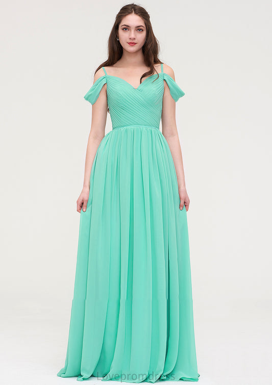 Sweetheart Sleeveless Long/Floor-Length Chiffon A-line/Princess Bridesmaid Dresses With Pleated Aleah DYP0025422