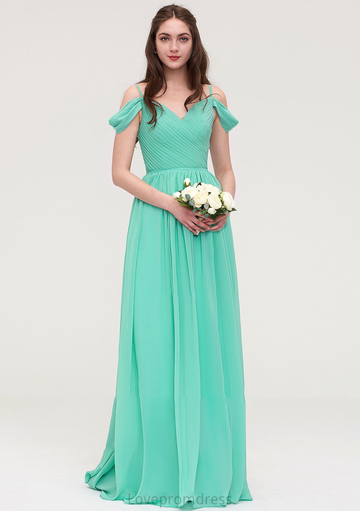 Sweetheart Sleeveless Long/Floor-Length Chiffon A-line/Princess Bridesmaid Dresses With Pleated Aleah DYP0025422