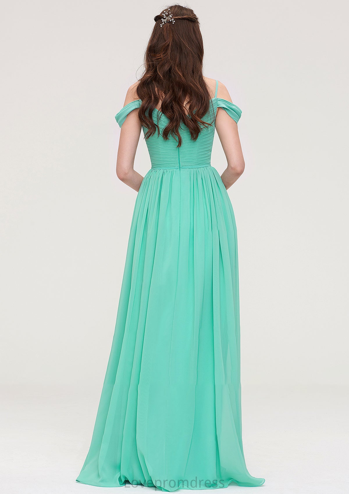 Sweetheart Sleeveless Long/Floor-Length Chiffon A-line/Princess Bridesmaid Dresses With Pleated Aleah DYP0025422