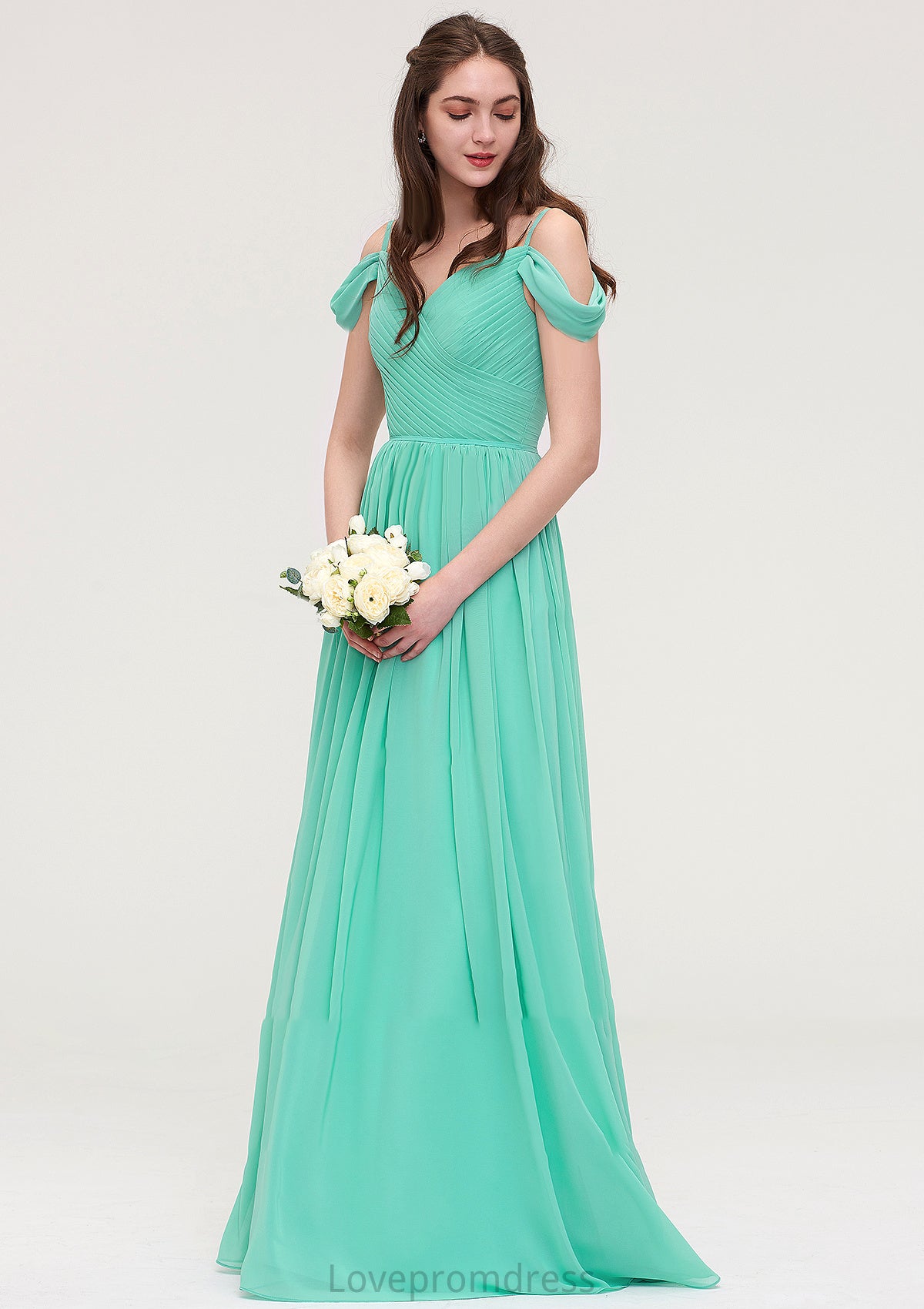 Sweetheart Sleeveless Long/Floor-Length Chiffon A-line/Princess Bridesmaid Dresses With Pleated Aleah DYP0025422