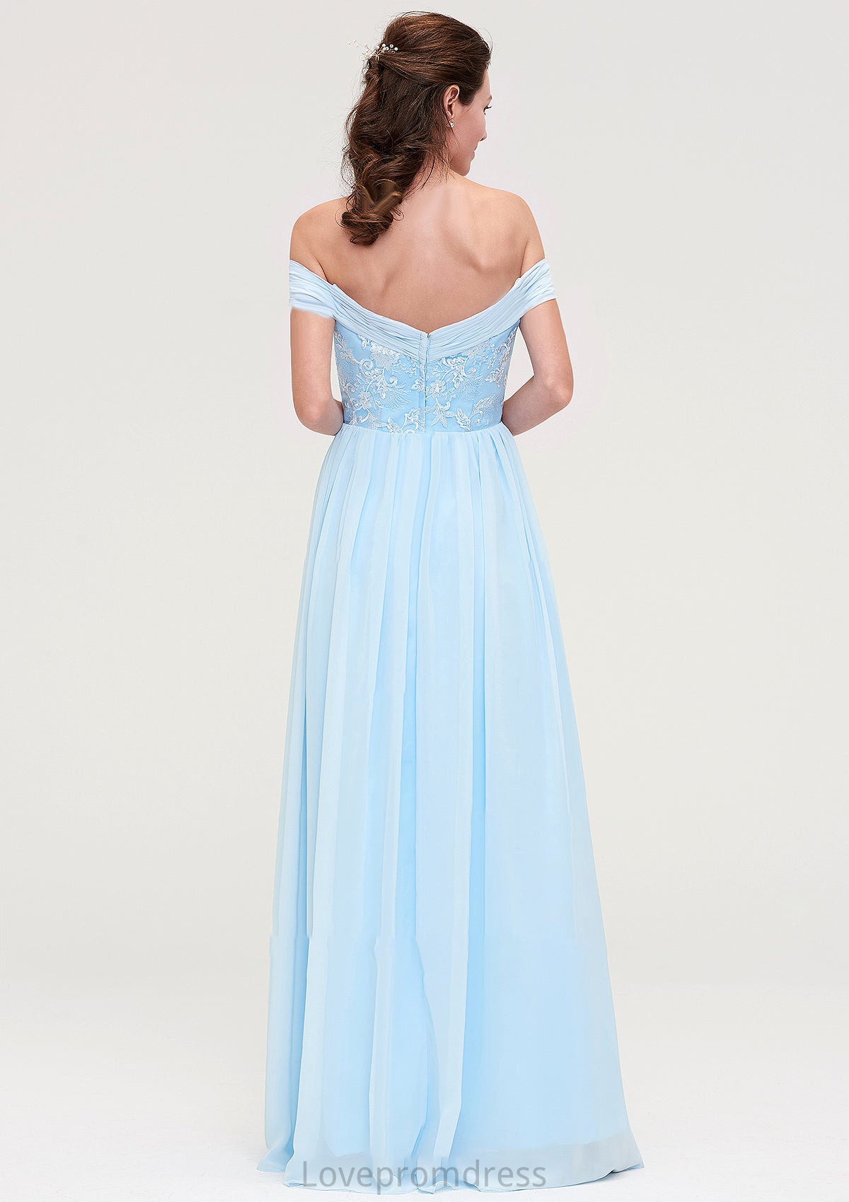 Off-the-Shoulder Sleeveless Chiffon A-line/Princess Long/Floor-Length Bridesmaid Dresseses With Pleated Appliqued Haylie DYP0025431