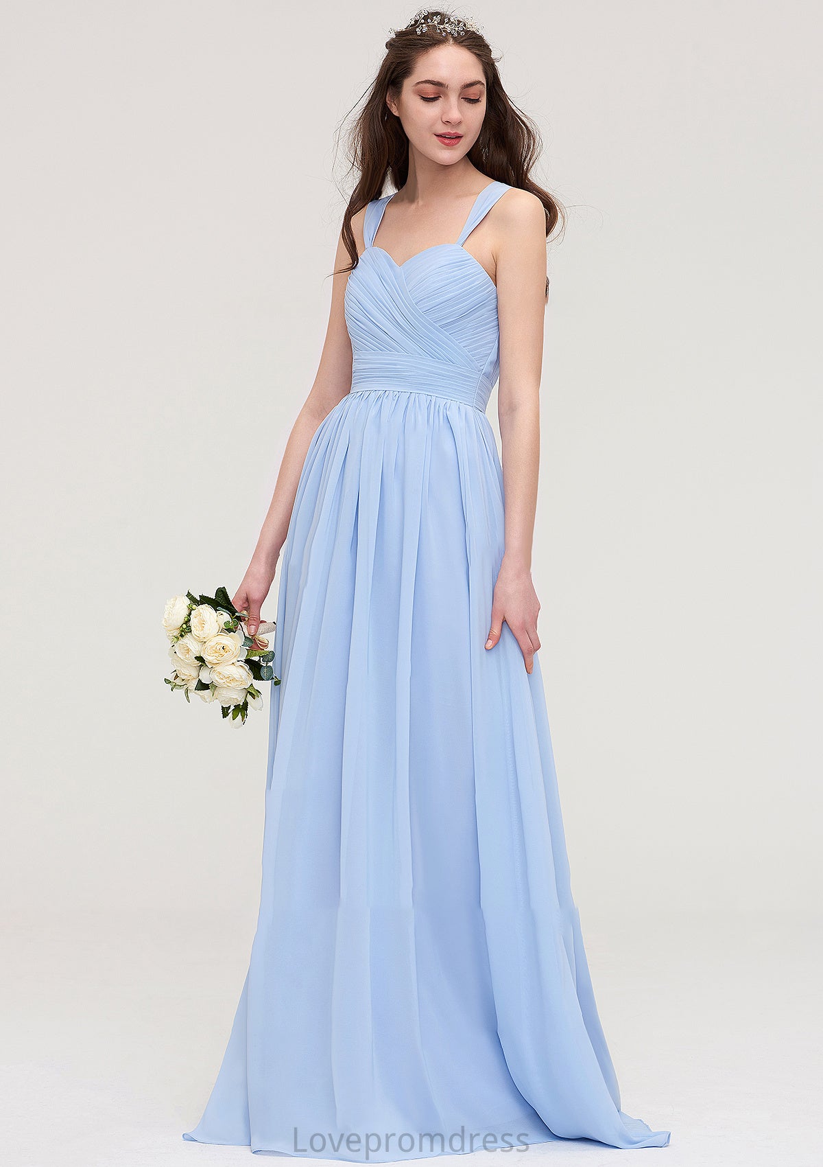 Sleeveless Sweetheart Long/Floor-Length Chiffon A-line/Princess Bridesmaid Dresses With Pleated Danika DYP0025437