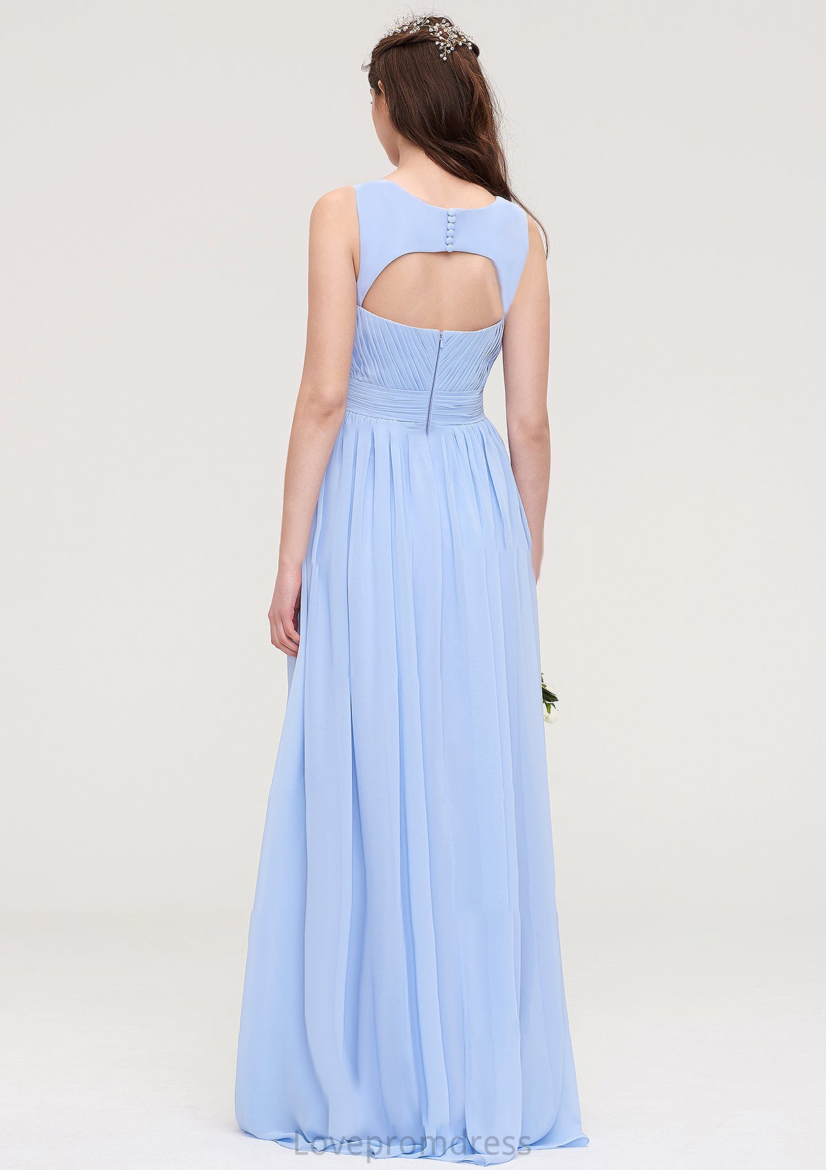 Sleeveless Sweetheart Long/Floor-Length Chiffon A-line/Princess Bridesmaid Dresses With Pleated Danika DYP0025437