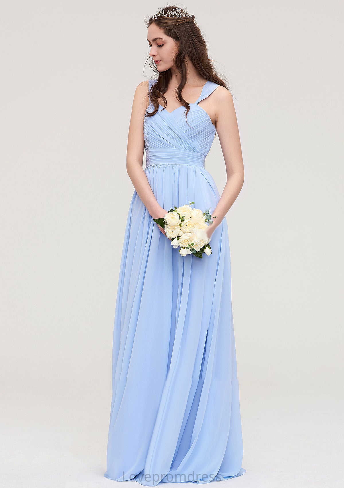 Sleeveless Sweetheart Long/Floor-Length Chiffon A-line/Princess Bridesmaid Dresses With Pleated Danika DYP0025437