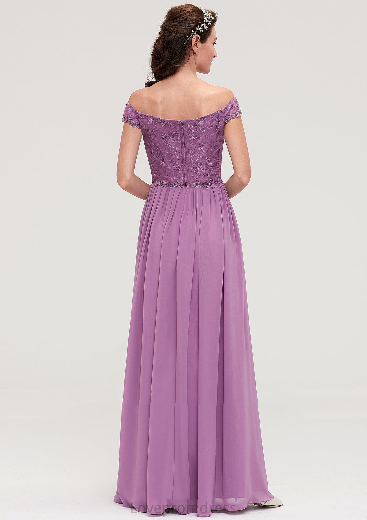 Sleeveless Off-the-Shoulder Long/Floor-Length Chiffon A-line/Princess Bridesmaid Dresseses With Appliqued Annika DYP0025442