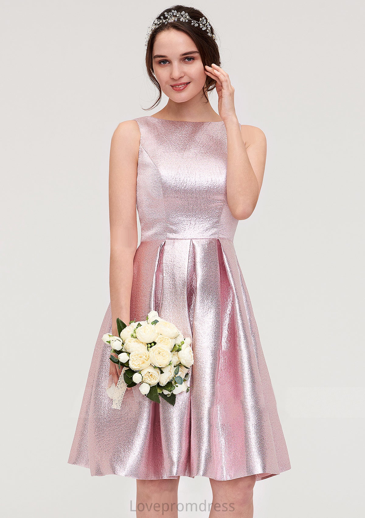 Bateau Sleeveless Taffeta Knee-Length A-line/Princess Bridesmaid Dresses With Ruffles  -   Kylie DYP0025444