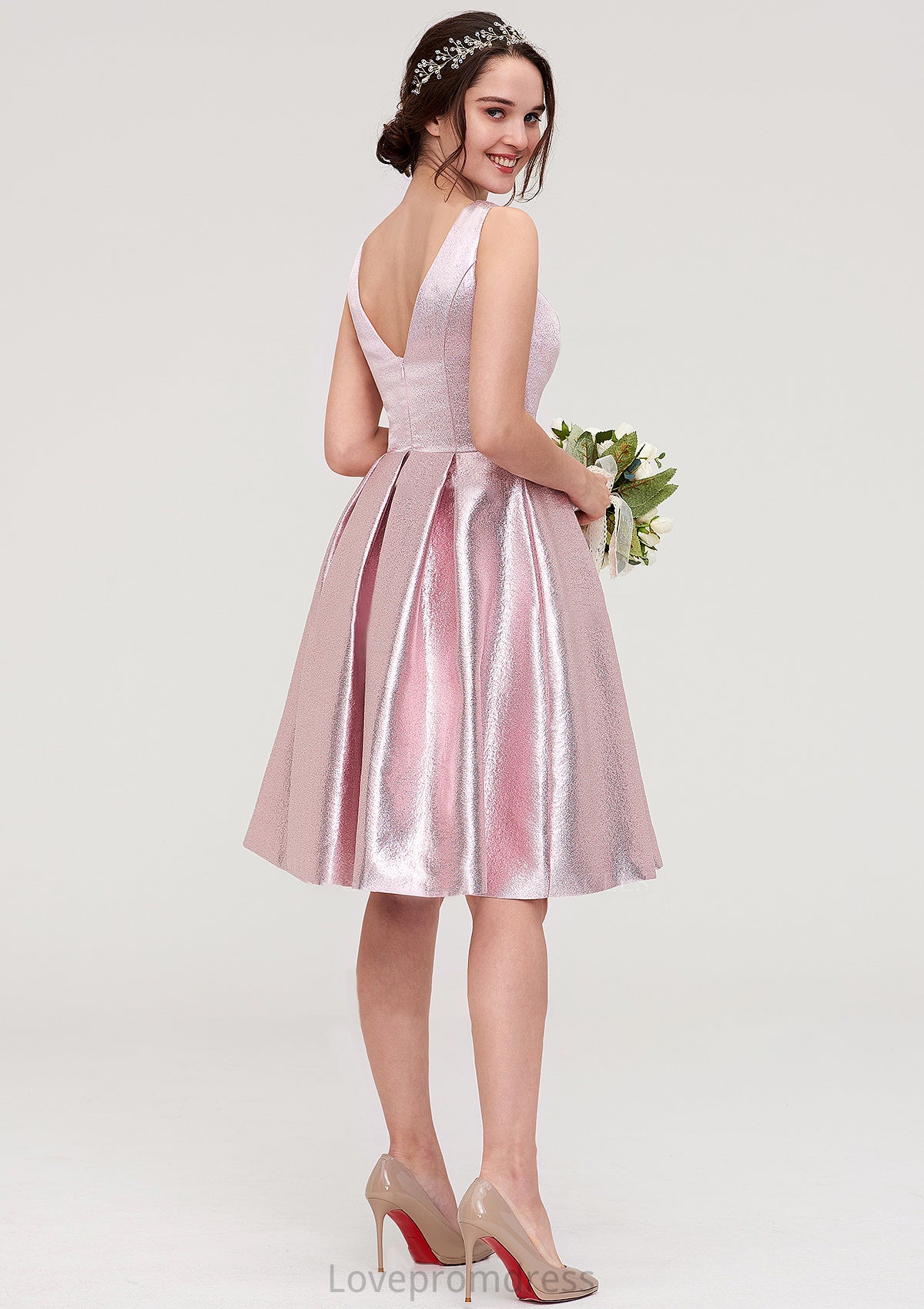 Bateau Sleeveless Taffeta Knee-Length A-line/Princess Bridesmaid Dresses With Ruffles  -   Kylie DYP0025444