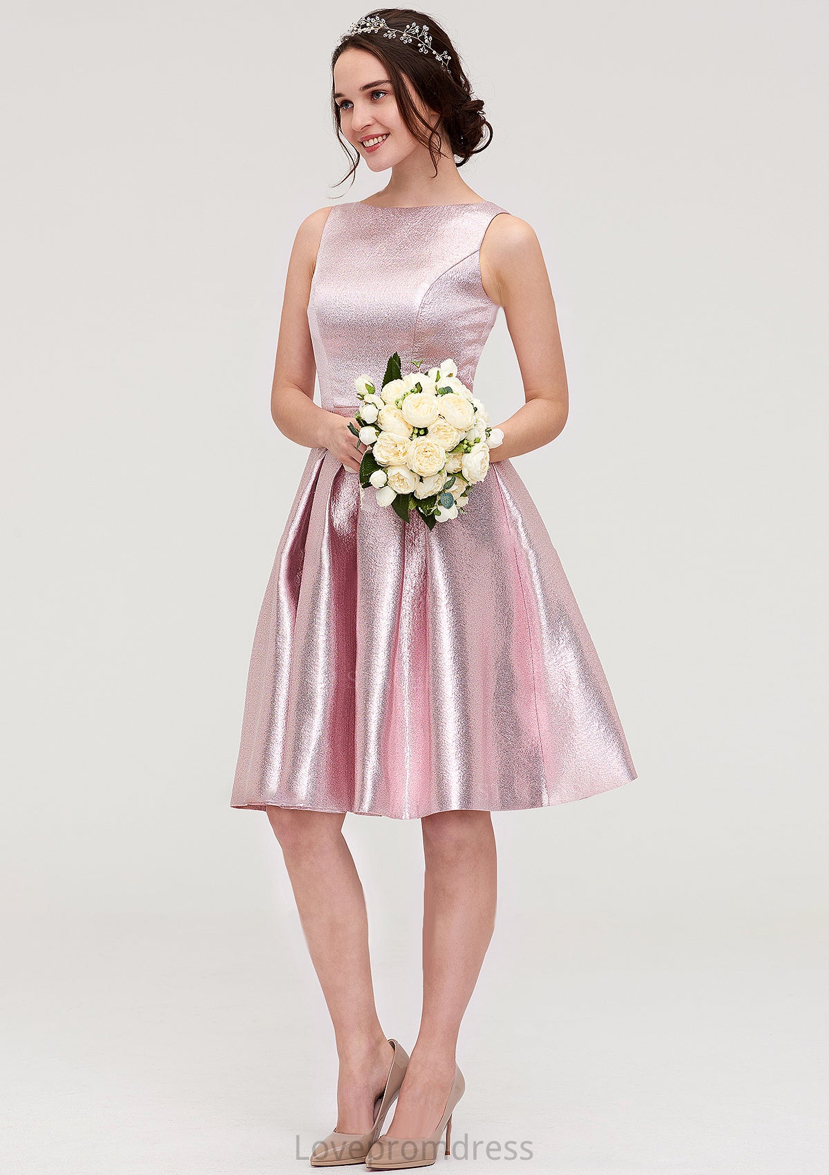 Bateau Sleeveless Taffeta Knee-Length A-line/Princess Bridesmaid Dresses With Ruffles  -   Kylie DYP0025444