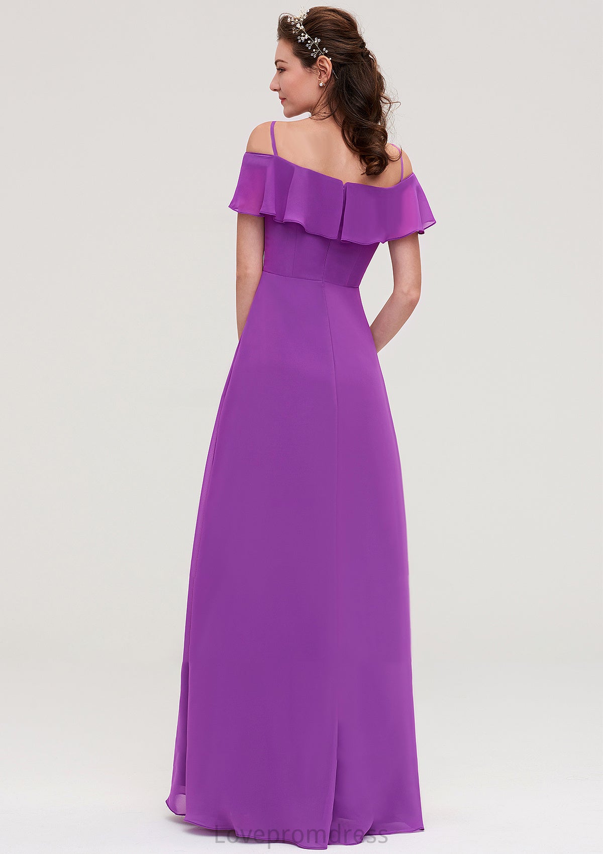 Sleeveless Off-the-Shoulder Chiffon A-line/Princess Long/Floor-Length Bridesmaid Dresseses With Ruffles Lola DYP0025452