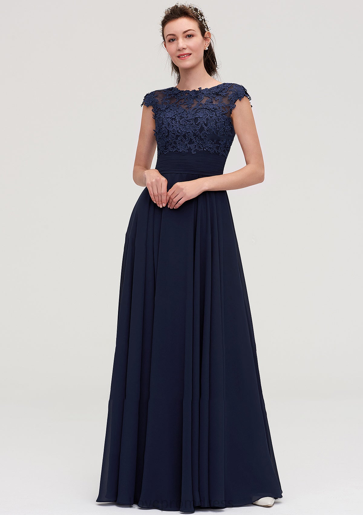 Sleeveless Chiffon A-line/Princess Long/Floor-Length Bridesmaid Dresseses With Appliqued Alanna DYP0025455