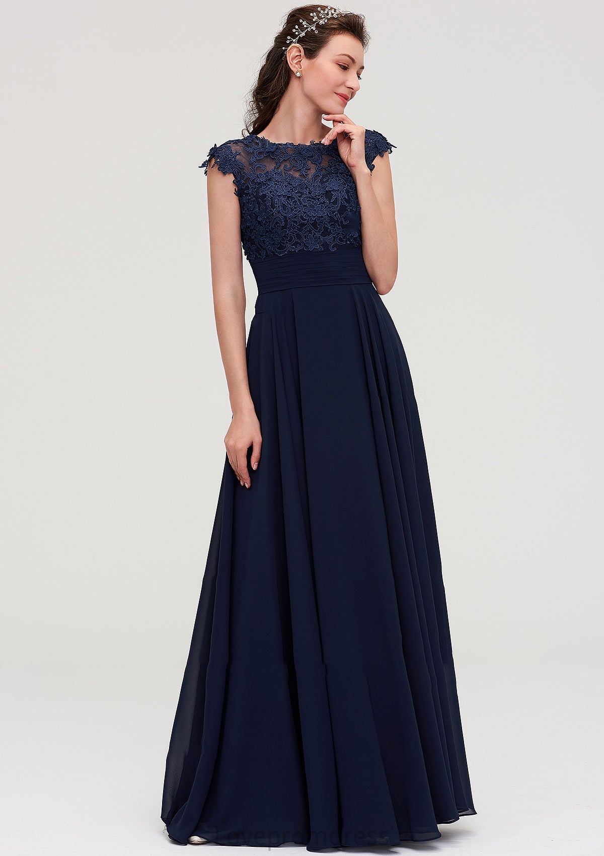 Sleeveless Chiffon A-line/Princess Long/Floor-Length Bridesmaid Dresseses With Appliqued Alanna DYP0025455