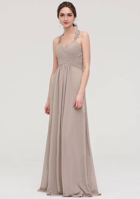 Sleeveless Sweetheart Long/Floor-Length Chiffon A-line/Princess Bridesmaid Dresses With Pleated Lace Athena DYP0025457