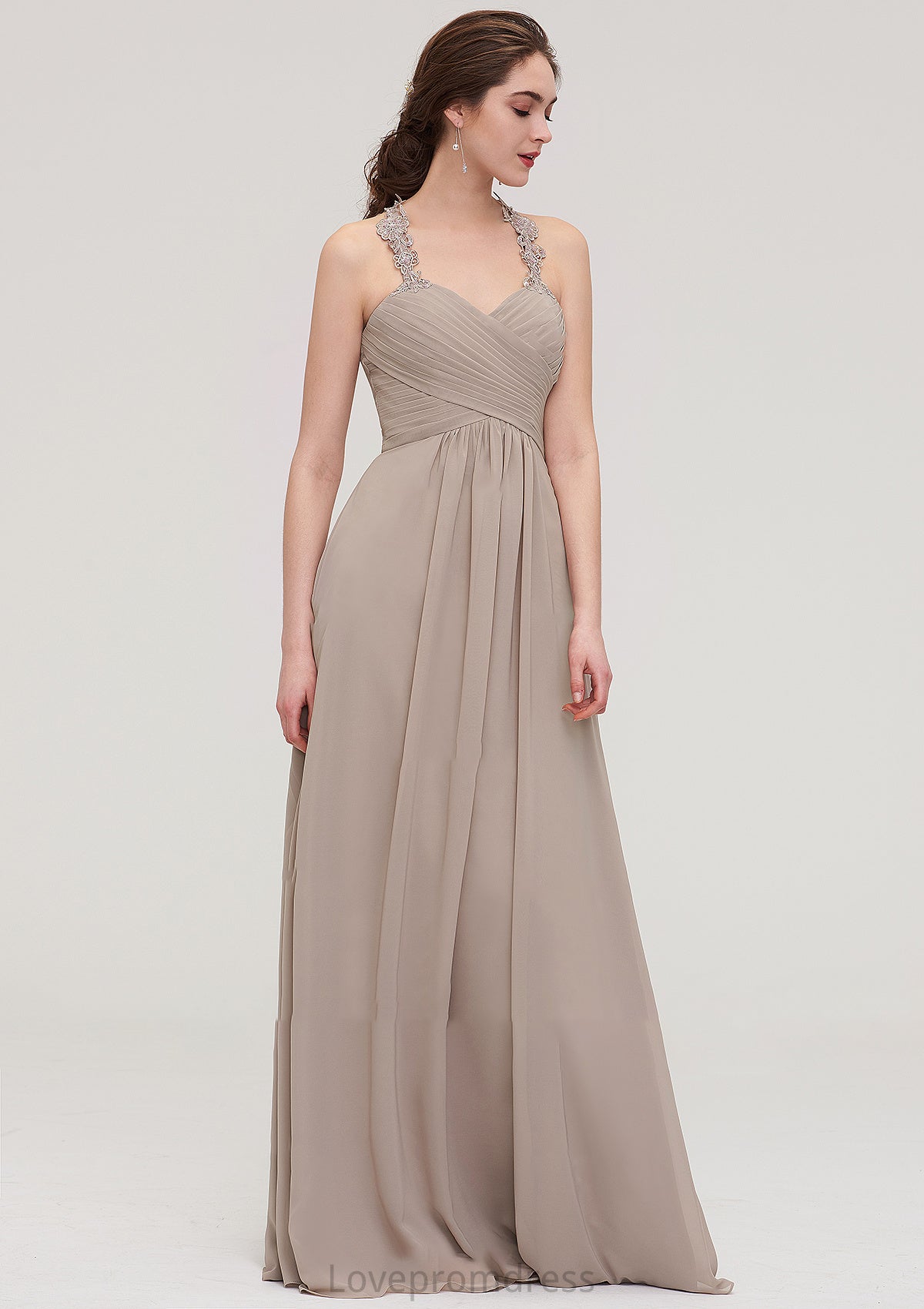 Sleeveless Sweetheart Long/Floor-Length Chiffon A-line/Princess Bridesmaid Dresses With Pleated Lace Athena DYP0025457