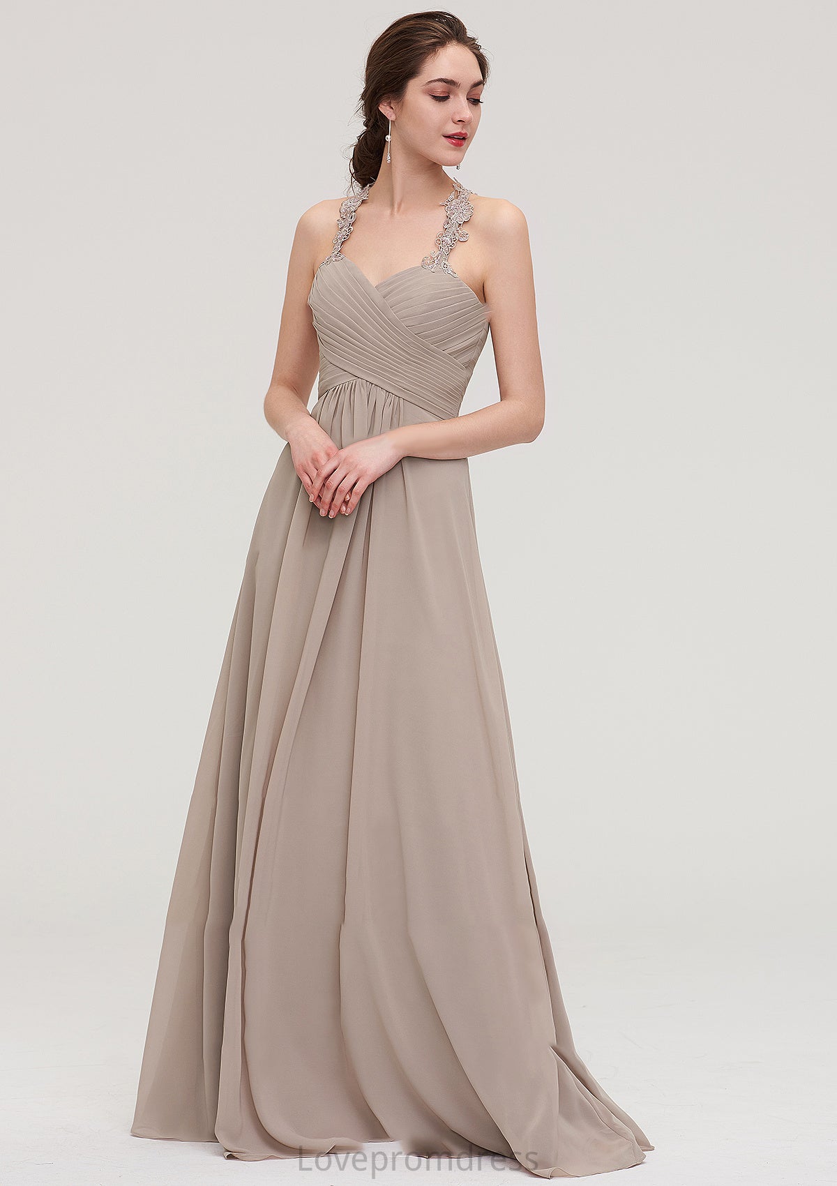 Sleeveless Sweetheart Long/Floor-Length Chiffon A-line/Princess Bridesmaid Dresses With Pleated Lace Athena DYP0025457