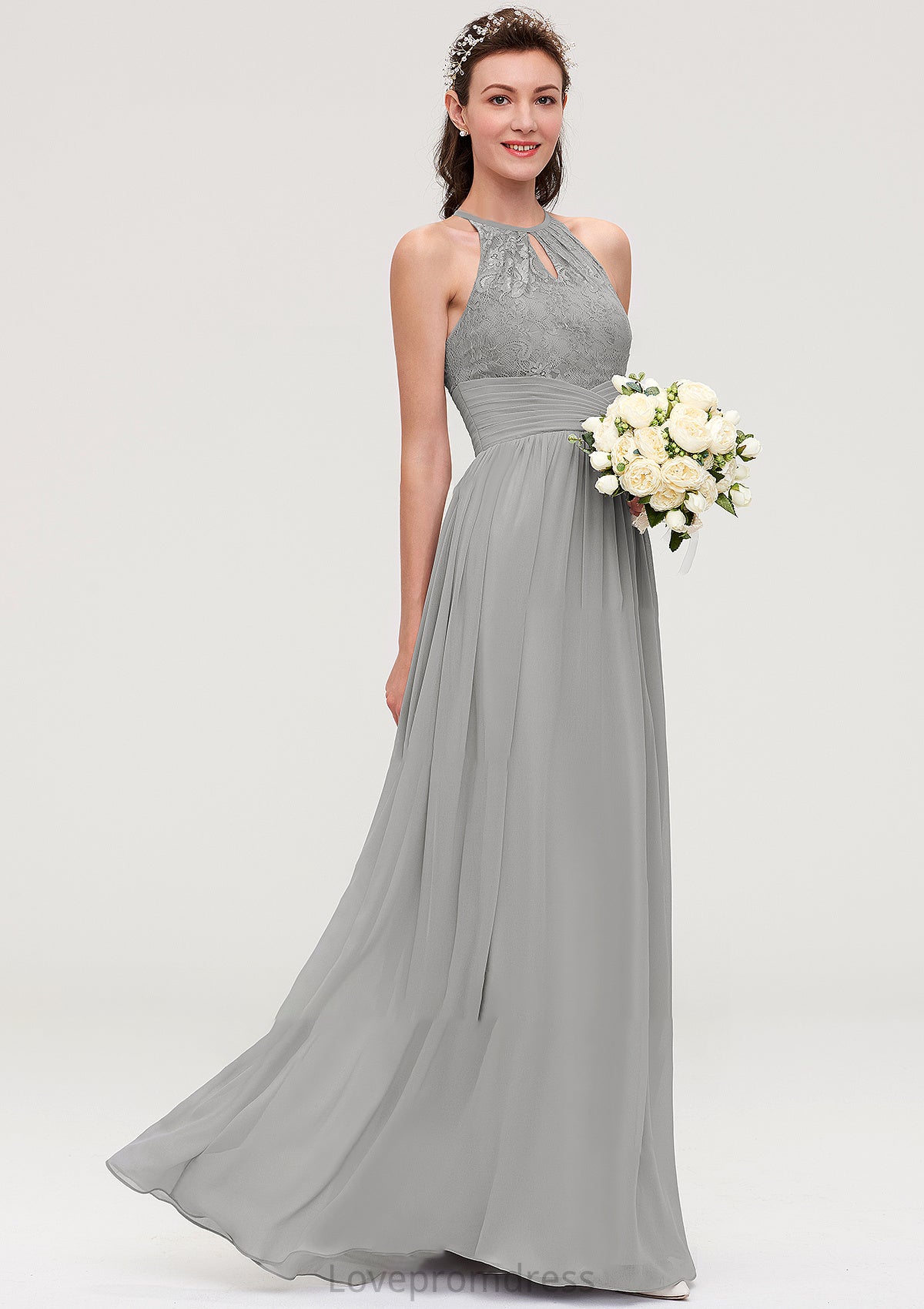 Sleeveless Scoop Neck Chiffon A-line/Princess Long/Floor-Length Bridesmaid Dresseses With Pleated Lace Bethany DYP0025460