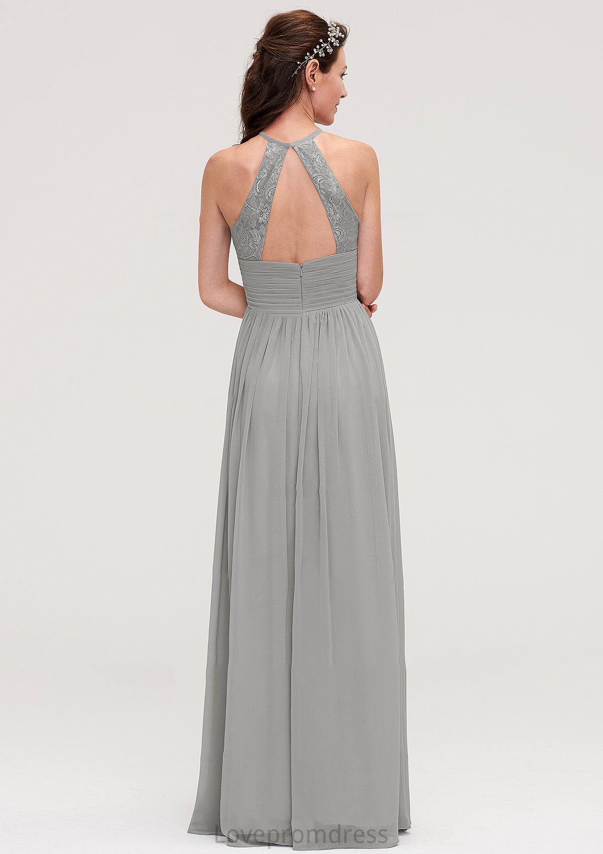 Sleeveless Scoop Neck Chiffon A-line/Princess Long/Floor-Length Bridesmaid Dresseses With Pleated Lace Bethany DYP0025460