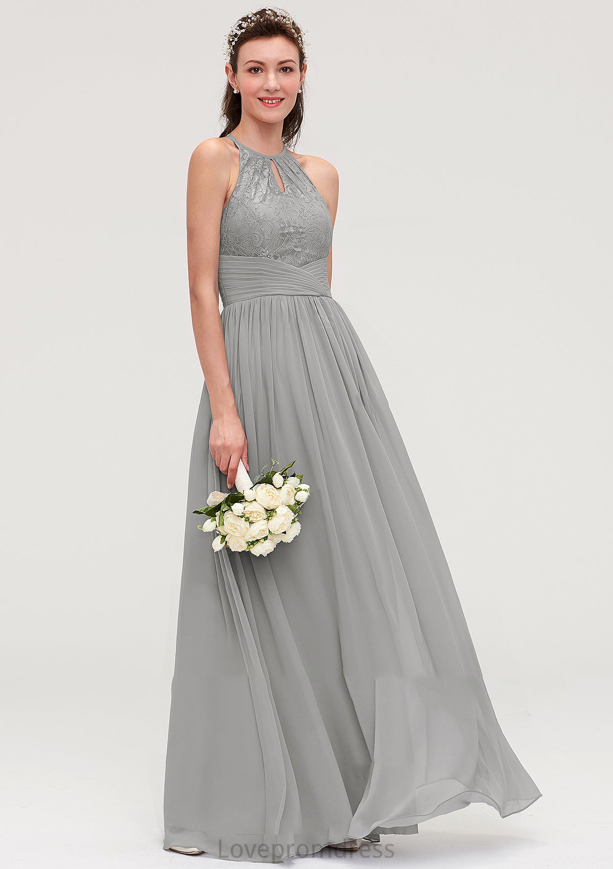 Sleeveless Scoop Neck Chiffon A-line/Princess Long/Floor-Length Bridesmaid Dresseses With Pleated Lace Bethany DYP0025460