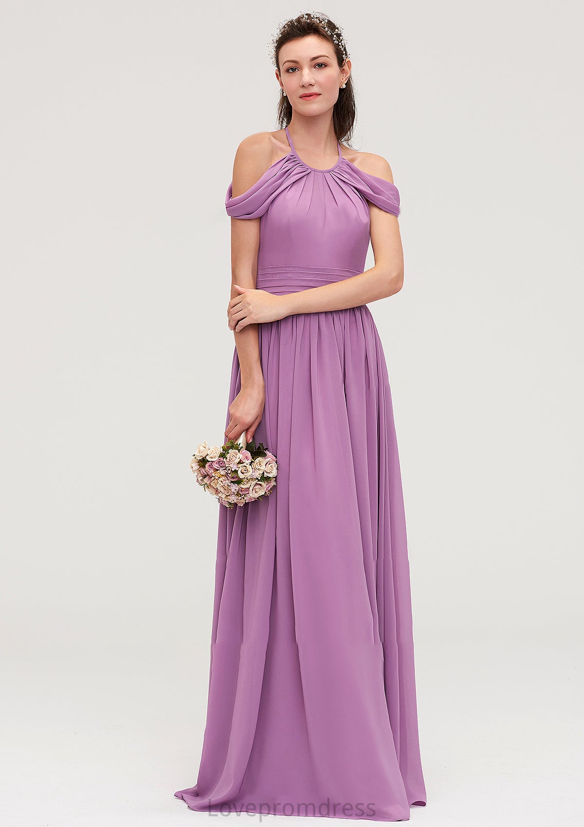 Scoop Neck Sleeveless Chiffon A-line/Princess Long/Floor-Length Bridesmaid Dresseses With Pleated Sydnee DYP0025461