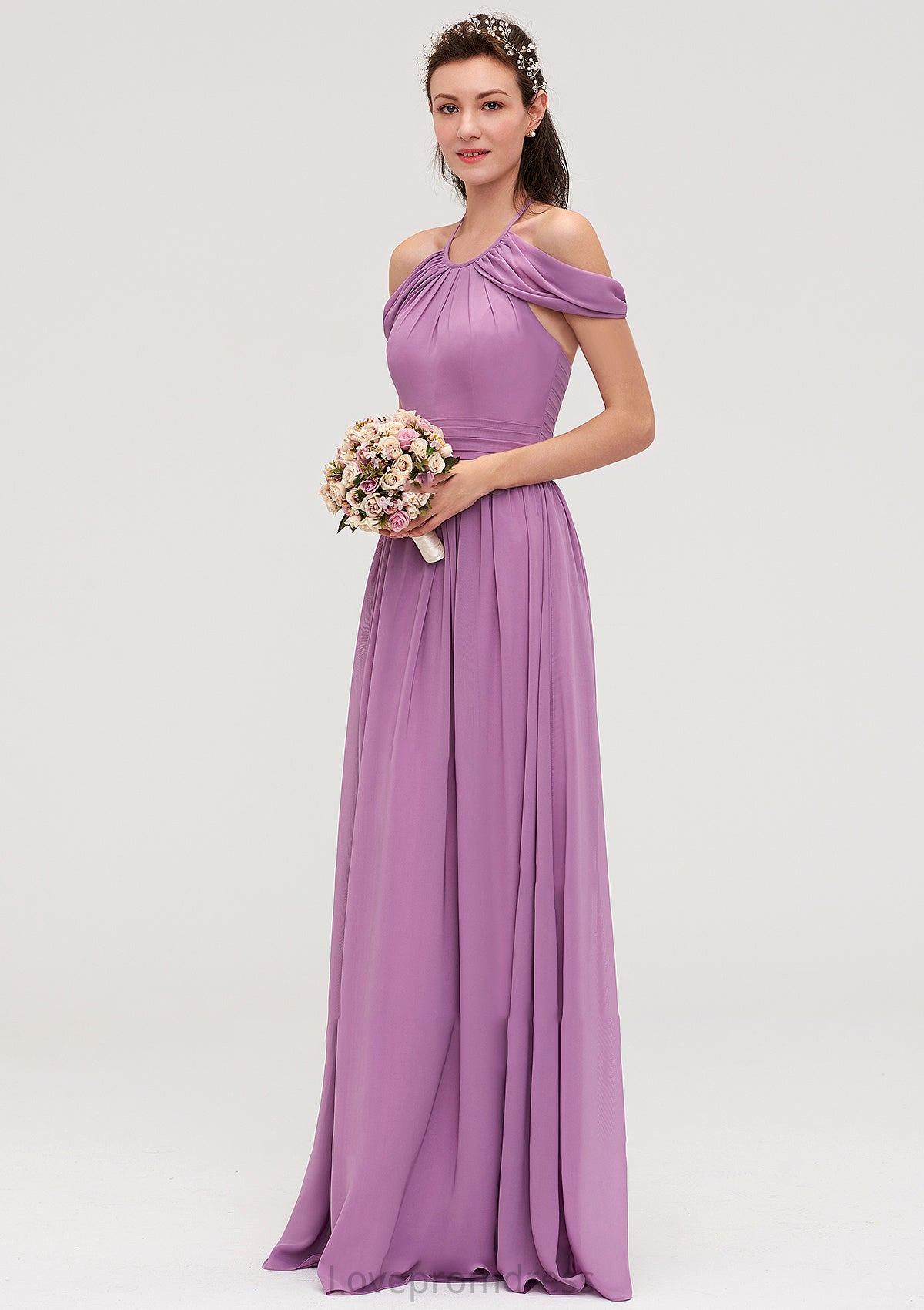 Scoop Neck Sleeveless Chiffon A-line/Princess Long/Floor-Length Bridesmaid Dresseses With Pleated Sydnee DYP0025461