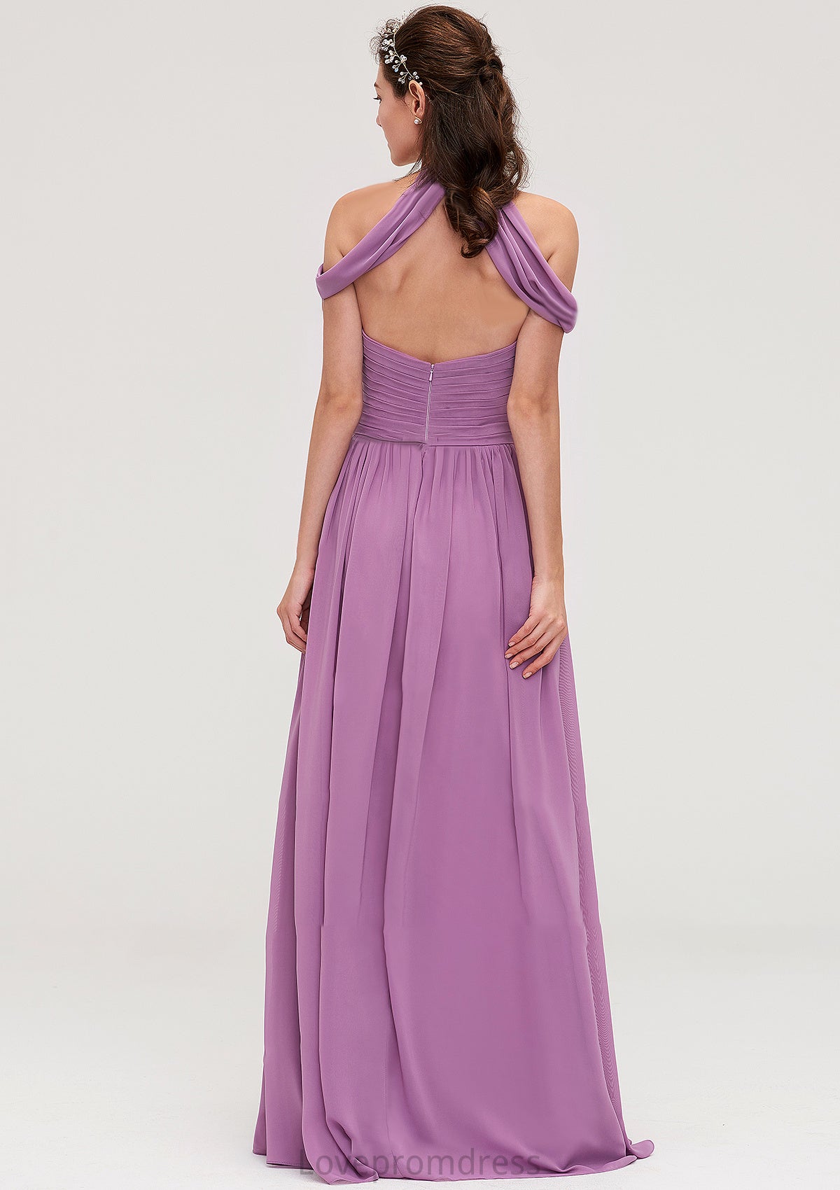 Scoop Neck Sleeveless Chiffon A-line/Princess Long/Floor-Length Bridesmaid Dresseses With Pleated Sydnee DYP0025461