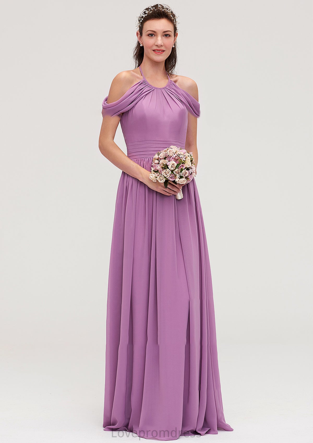 Scoop Neck Sleeveless Chiffon A-line/Princess Long/Floor-Length Bridesmaid Dresseses With Pleated Sydnee DYP0025461