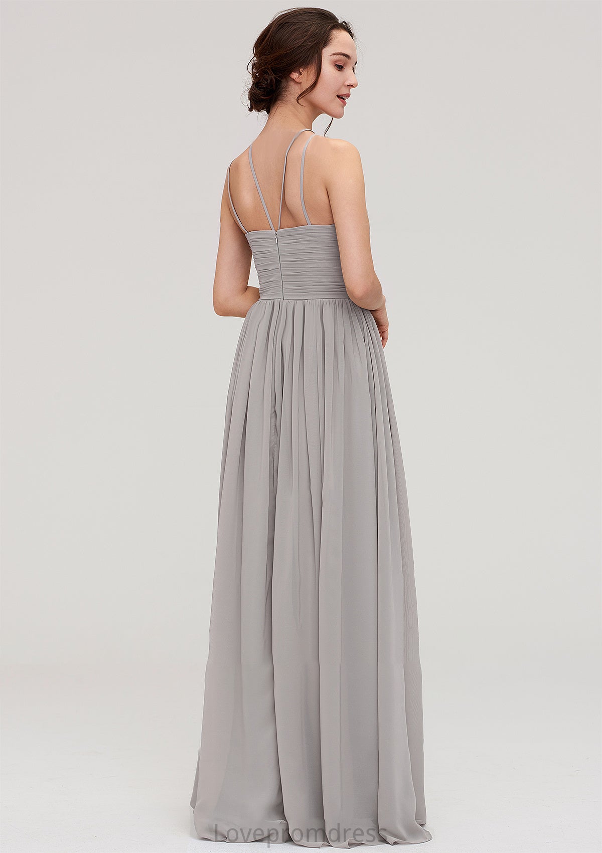 Halter Sleeveless A-line/Princess Long/Floor-Length Chiffon Bridesmaid Dresses With Pleated Madalyn DYP0025462