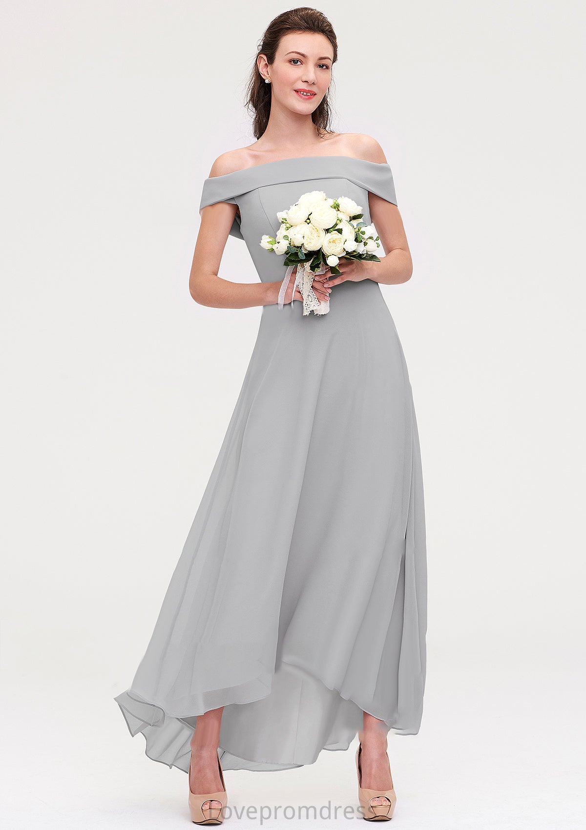 Off-the-Shoulder Sleeveless Asymmetrical Chiffon A-line/Princess Bridesmaid Dresseses Paityn DYP0025465