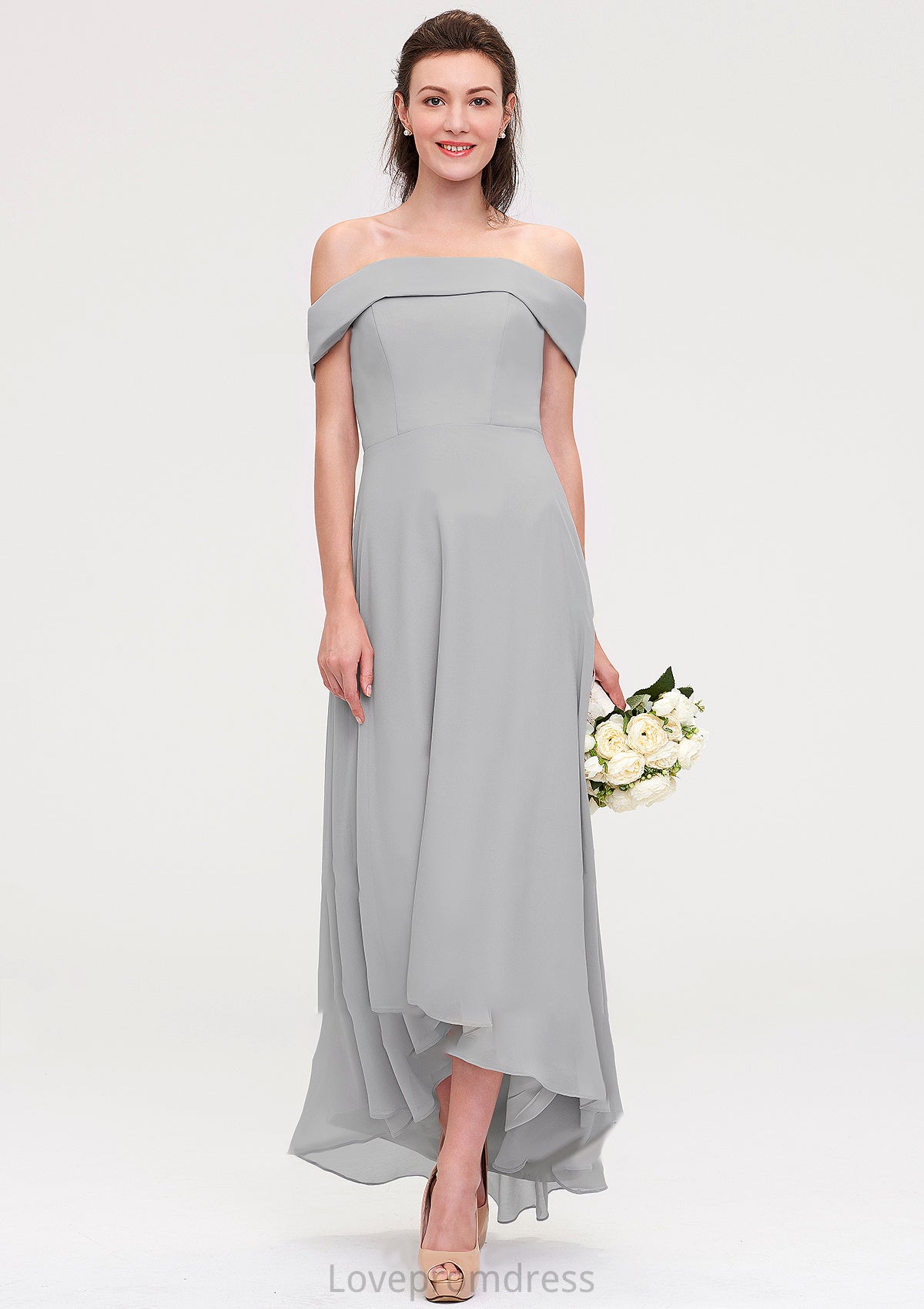 Off-the-Shoulder Sleeveless Asymmetrical Chiffon A-line/Princess Bridesmaid Dresseses Paityn DYP0025465