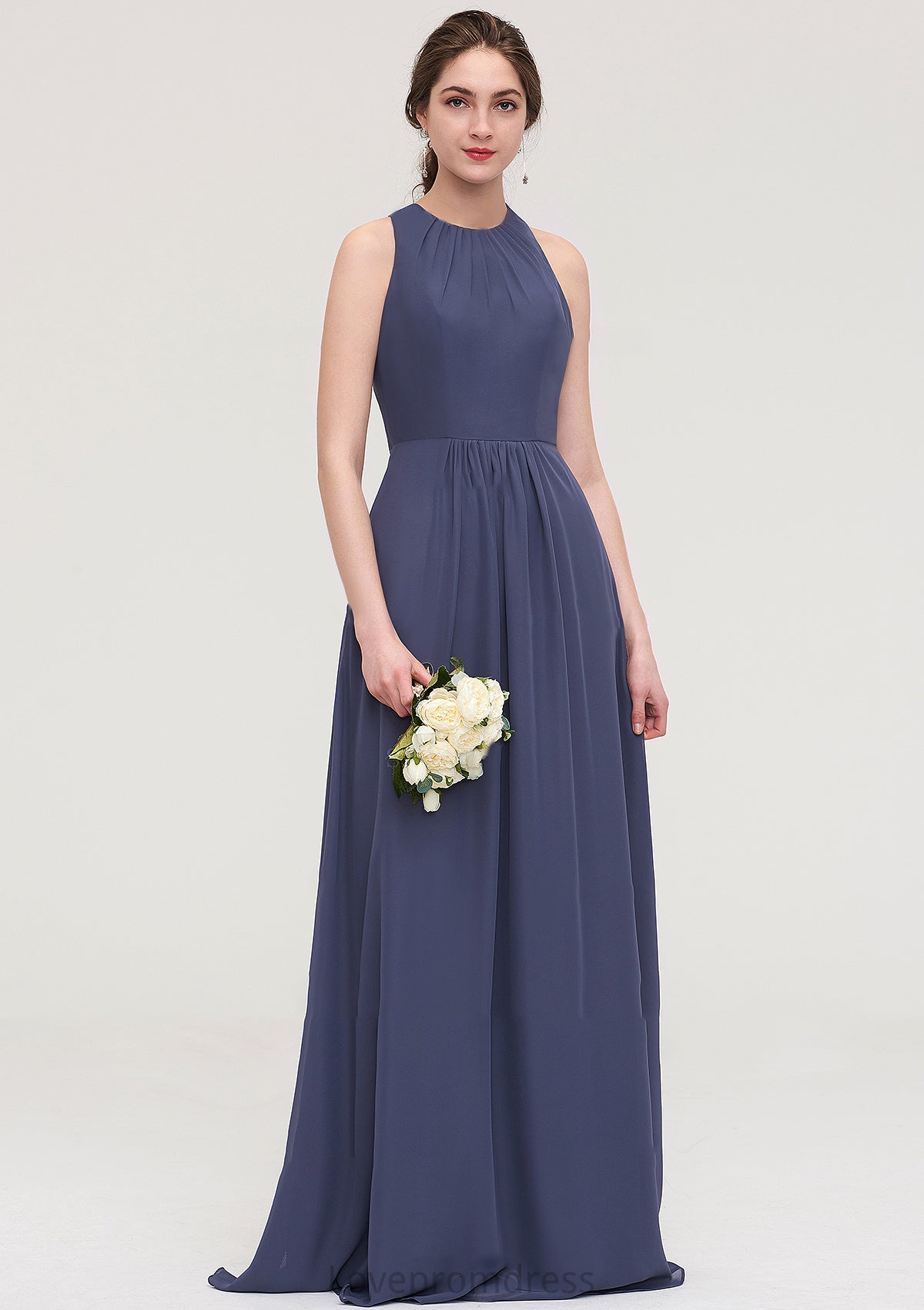 Sleeveless Scoop Neck ong/Floor-Length Chiffon A-line/Princess LStormy Bridesmaid Dresses With Pleated Faith DYP0025470