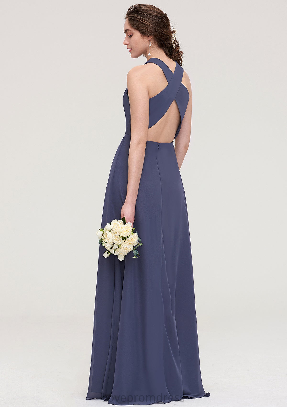 Sleeveless Scoop Neck ong/Floor-Length Chiffon A-line/Princess LStormy Bridesmaid Dresses With Pleated Faith DYP0025470