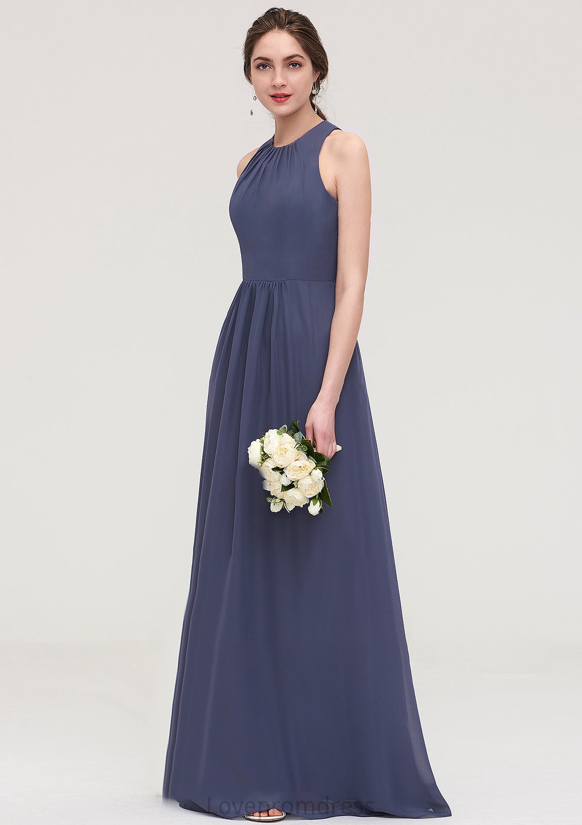 Sleeveless Scoop Neck ong/Floor-Length Chiffon A-line/Princess LStormy Bridesmaid Dresses With Pleated Faith DYP0025470