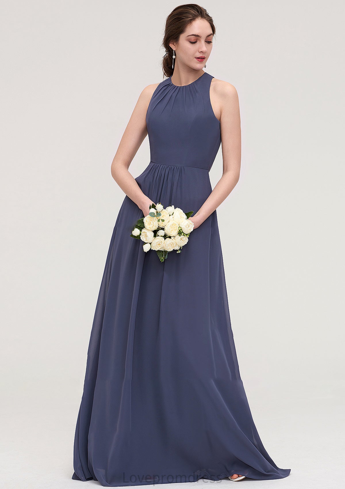 Sleeveless Scoop Neck ong/Floor-Length Chiffon A-line/Princess LStormy Bridesmaid Dresses With Pleated Faith DYP0025470