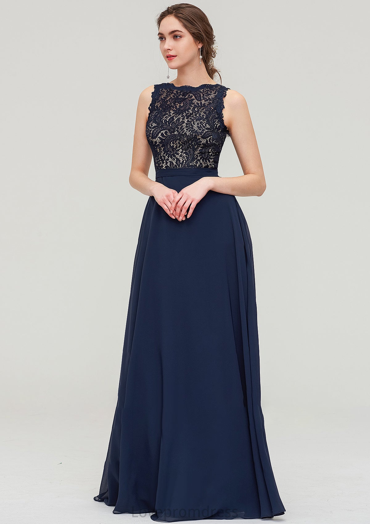 Sleeveless Bateau Long/Floor-Length  Chiffon A-line/Princess Bridesmaid Dresses With Sashes Lace Millie DYP0025471