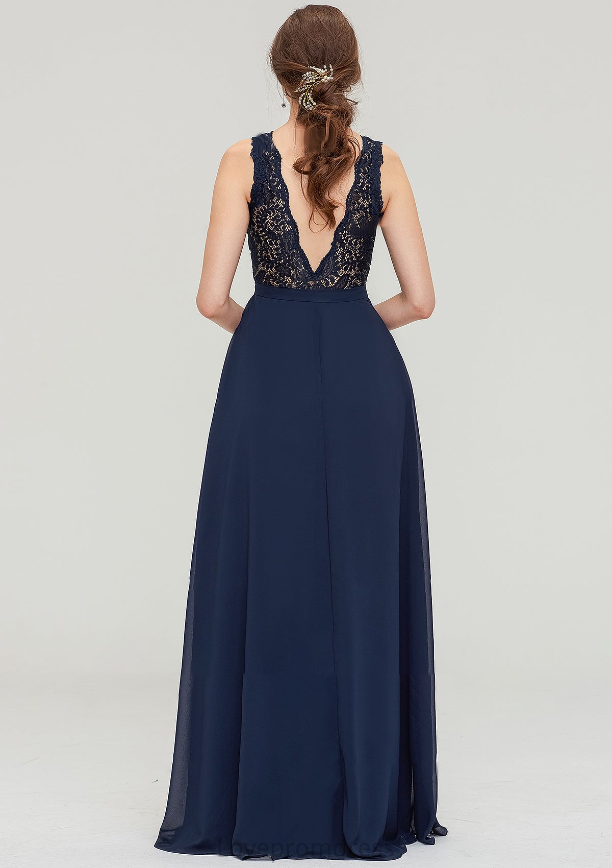 Sleeveless Bateau Long/Floor-Length  Chiffon A-line/Princess Bridesmaid Dresses With Sashes Lace Millie DYP0025471