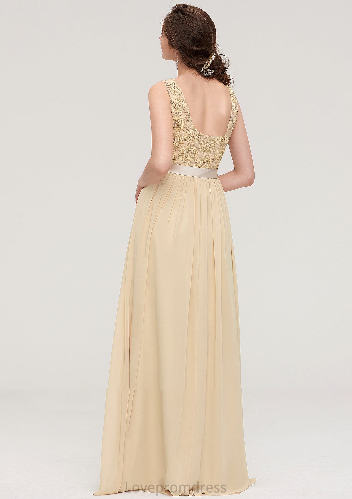 Bateau Sleeveless A-line/Princess Chiffon Long/Floor-Length Bridesmaid Dresses With Sashes Lace Gracie DYP0025472