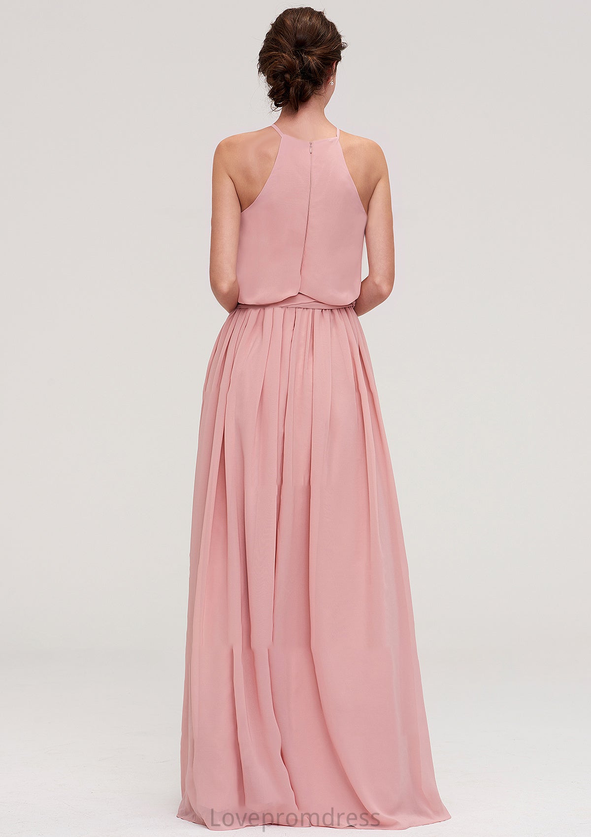 Sleeveless Scoop Neck A-line/Princess Chiffon Long/Floor-Length Bridesmaid Dresseses With Pleated Sashes Micaela DYP0025476