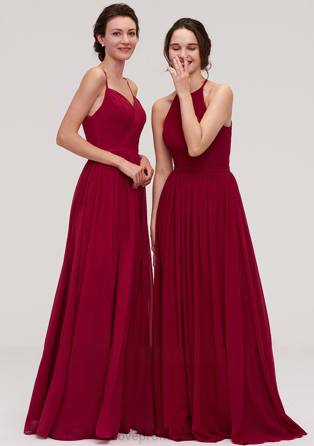 Sleeveless Sweetheart Long/Floor-Length Chiffon A-line/Princess Bridesmaid Dresseses With Split Pleated Cali DYP0025477