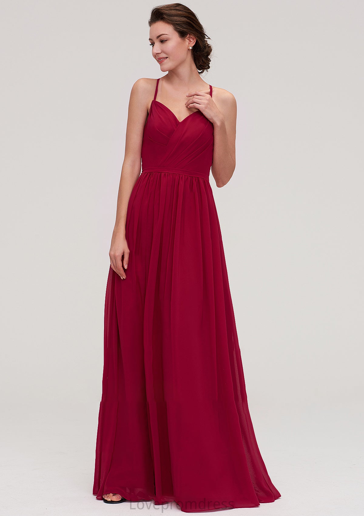 Sleeveless Sweetheart Long/Floor-Length Chiffon A-line/Princess Bridesmaid Dresseses With Split Pleated Cali DYP0025477