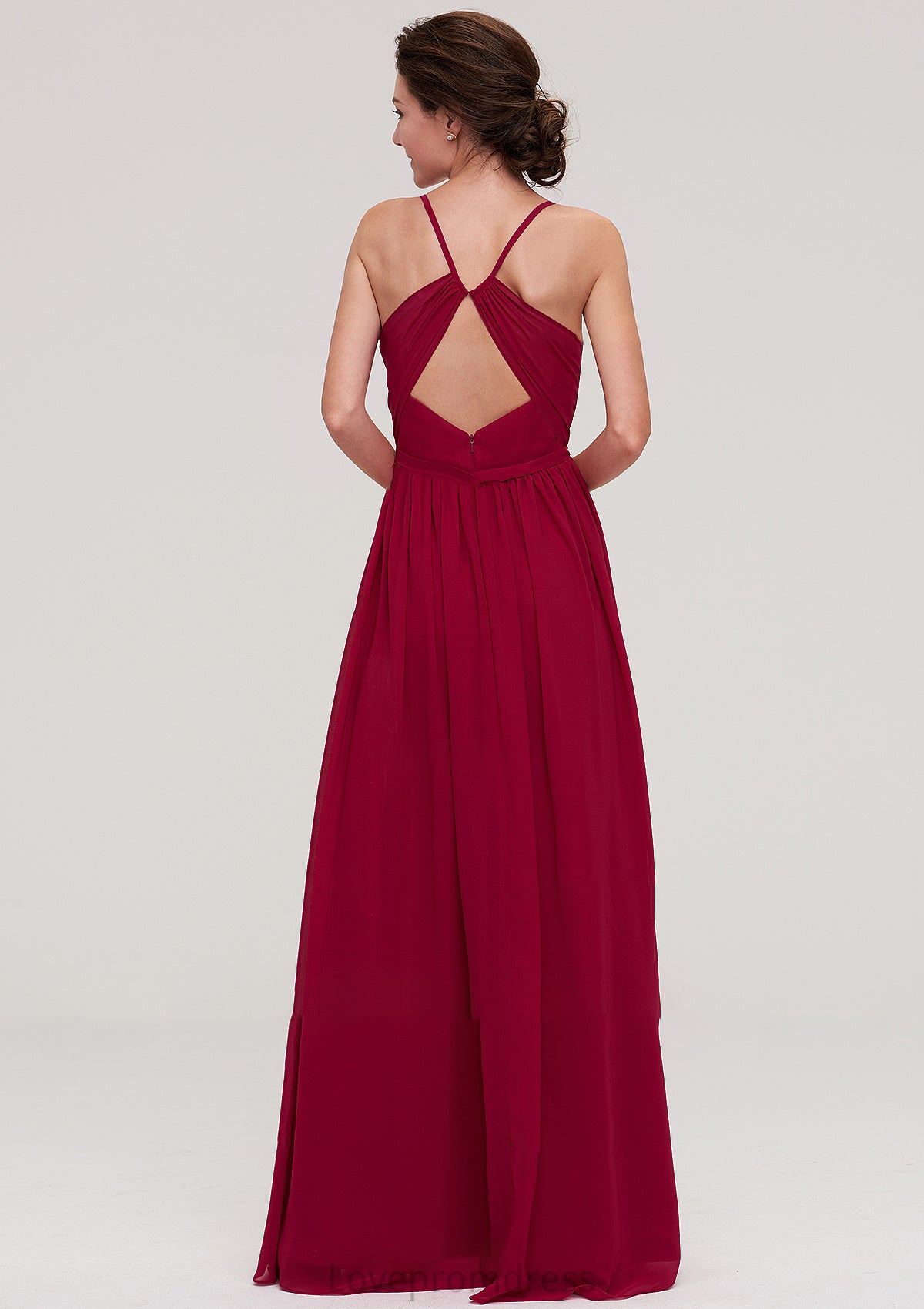 Sleeveless Sweetheart Long/Floor-Length Chiffon A-line/Princess Bridesmaid Dresseses With Split Pleated Cali DYP0025477