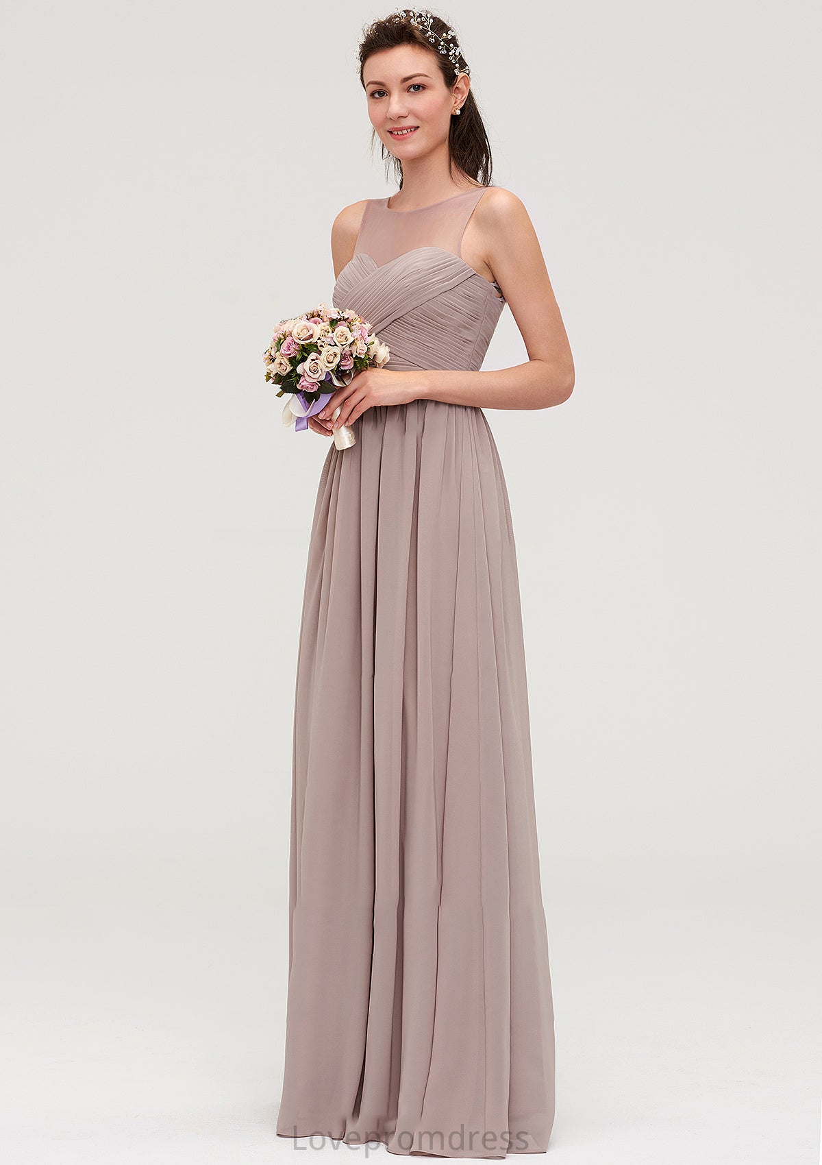 Sleeveless A-line/Princess Chiffon Long/Floor-Length Bridesmaid Dresseses With Pleated Jazmyn DYP0025479