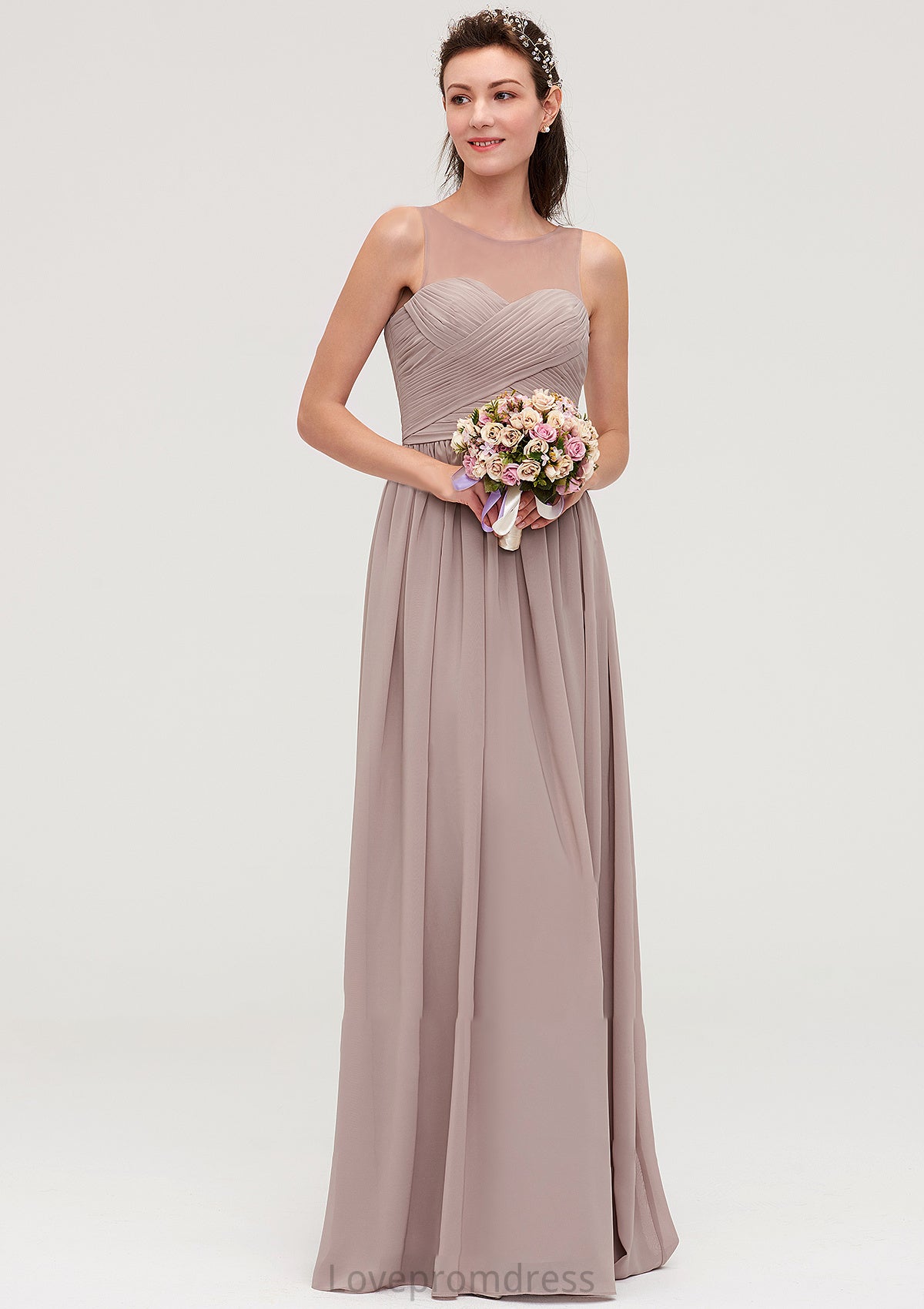 Sleeveless A-line/Princess Chiffon Long/Floor-Length Bridesmaid Dresseses With Pleated Jazmyn DYP0025479