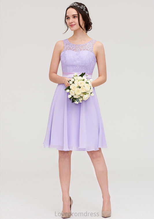 Sleeveless Knee-Length Chiffon A-line/Princess Bridesmaid Dresses With Sashes Lace Bailey DYP0025481