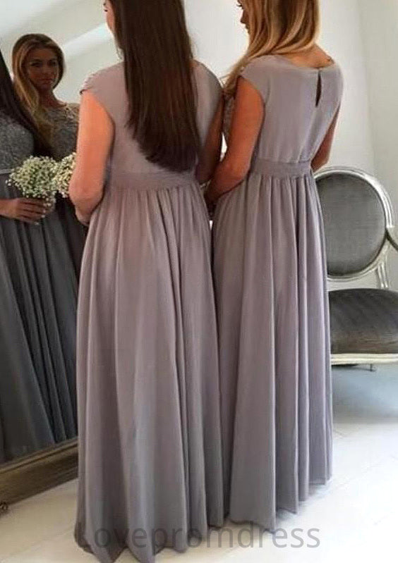 Bateau A-Line/Princess Long/Floor-Length Chiffon Bridesmaid Dresses With Appliqued Maren DYP0025517