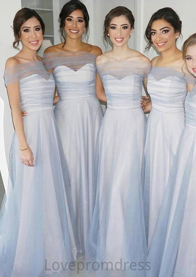 Off-The-Shoulder A-Line/Princess Long/Floor-Length Tulle Bridesmaid Dresses Monserrat DYP0025532