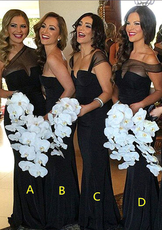 Sweetheart Sleeveless Long/Floor-Length Sheath/Column Elastic Satin Bridesmaid Dresses Gina DYP0025542