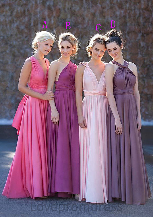 Sleeveless V Neck Long/Floor-Length A-line/Princess Chiffon Bridesmaid Dresses With Pleated Carlie DYP0025560