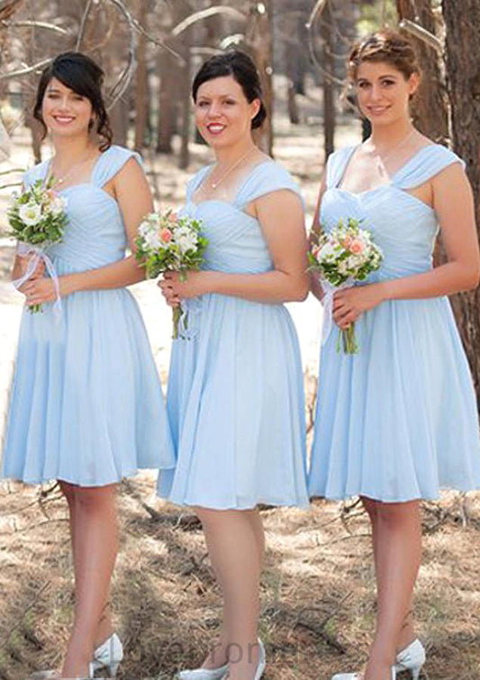 Sleeveless Scalloped Neck Knee-Length A-line/Princess Chiffon Bridesmaid Dresseses With Pleated Allisson DYP0025606