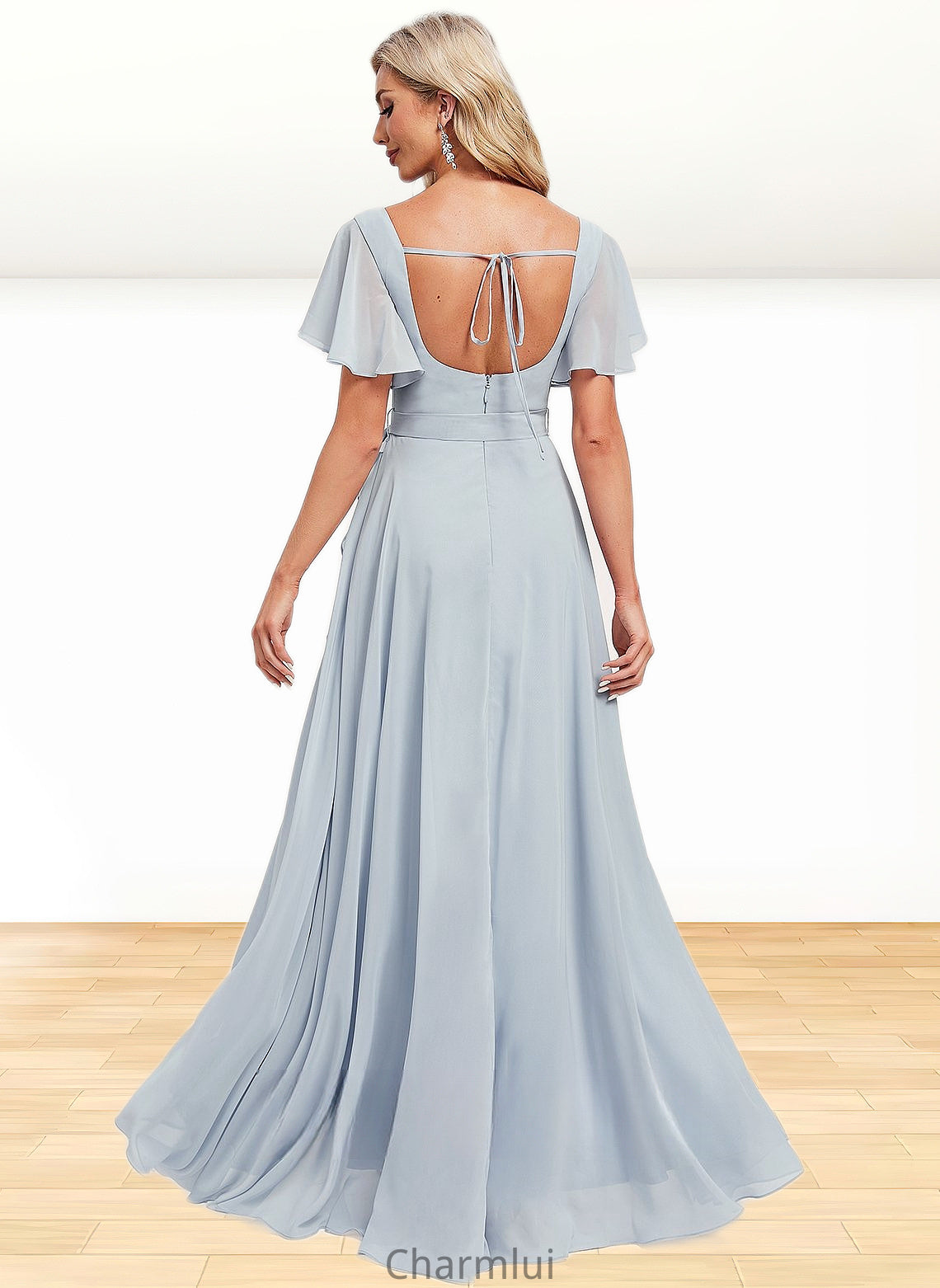 Regina A-line Square Asymmetrical Chiffon Bridesmaid Dress DYP0025796