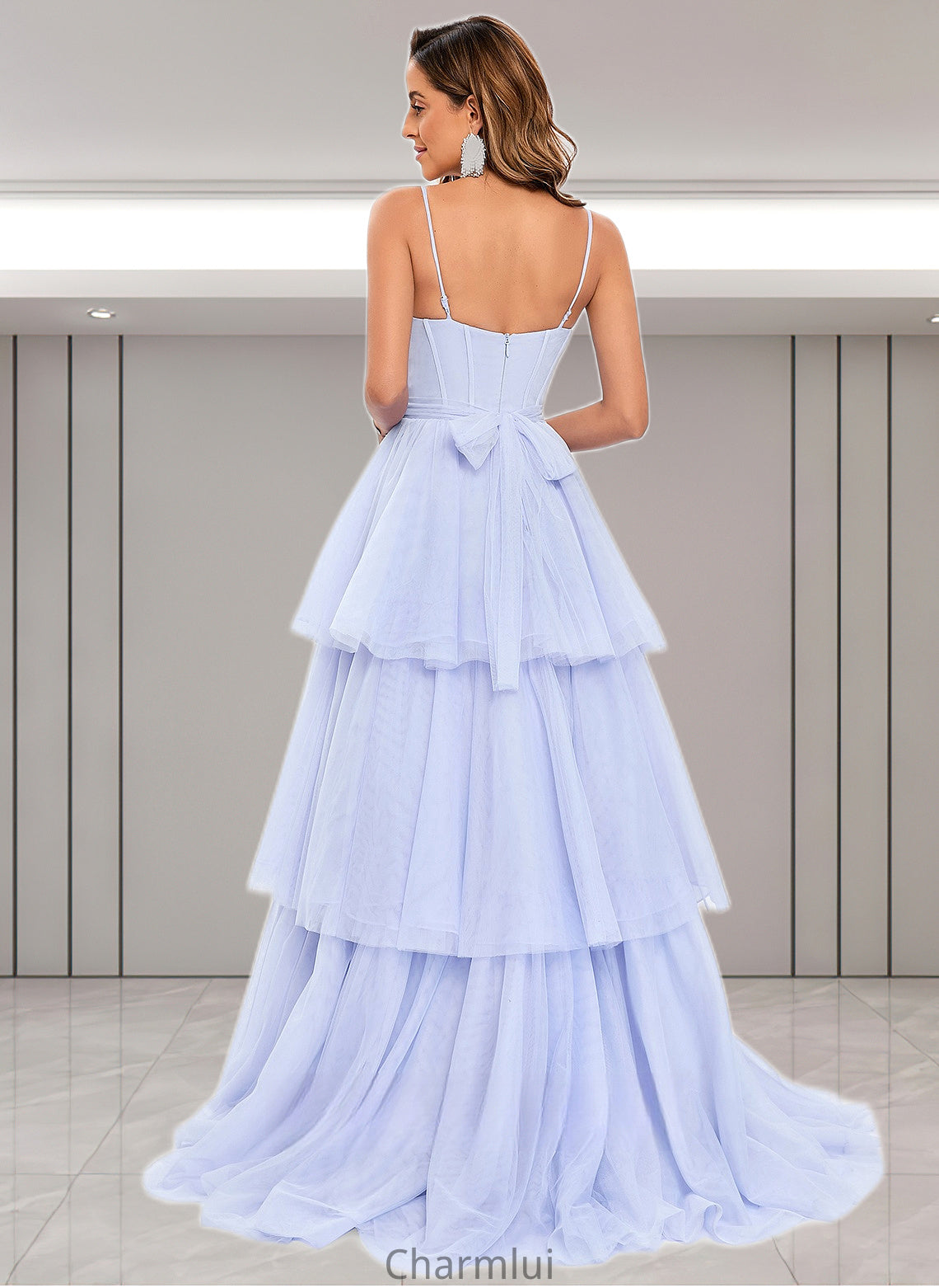 Yamilet Ball-Gown/Princess Sweetheart Sweep Train Tulle Prom Dresses With Bow DYP0025843