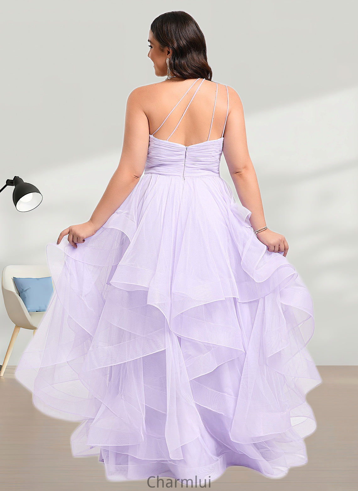 Summer Ball-Gown/Princess Asymmetrical One Shoulder Floor-Length Tulle Prom Dresses DYP0025867